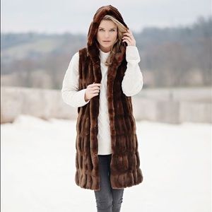 Fabulous Furs Couture Hooded Faux Fur Vest